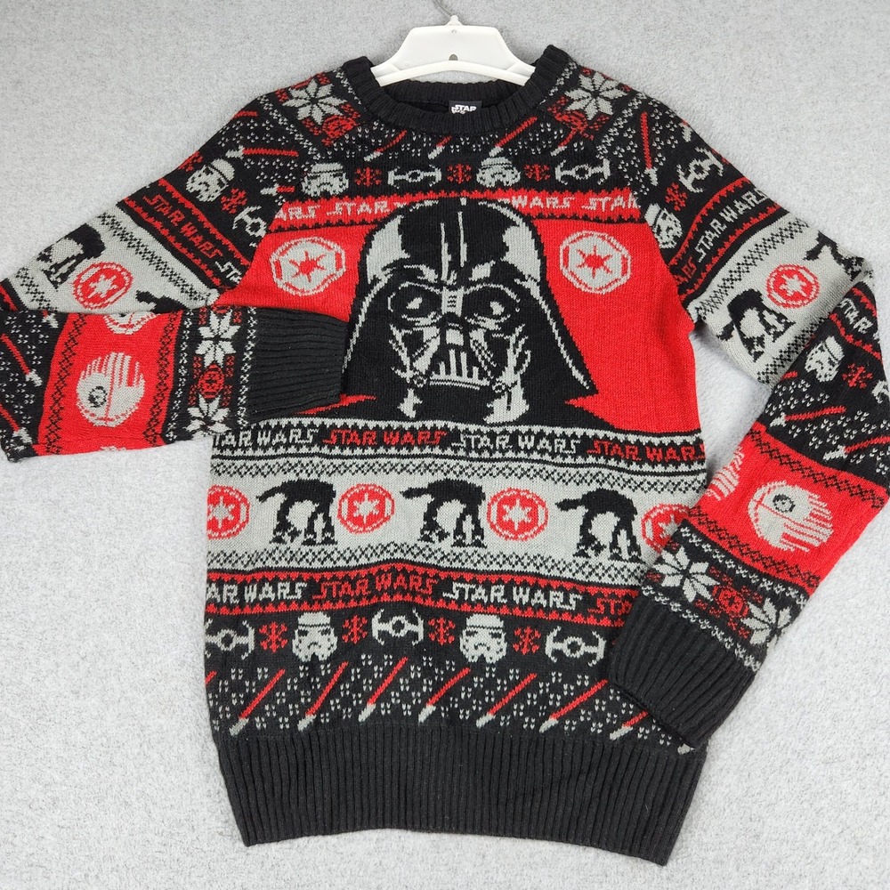 Star Wars Sweater Mens S Black Darth Vader Ugly Christmas Holiday Knit Crewneck